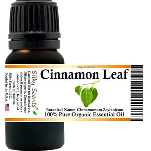 Silky Scents Cinnamon Leaf Organic Essential Oil (Cinnamomum Zeylanicum - True Cinnamon) 100% Pure and Natural