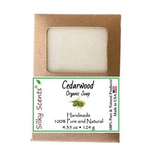 Silky Scents Cedarwood Soap Bar - Made with Organic Ingredients and Pure Essential Oils