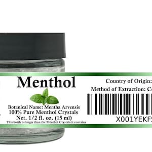 Silky Scents Menthol Crystals 100% Pure Organic and Natural in Glass Jar