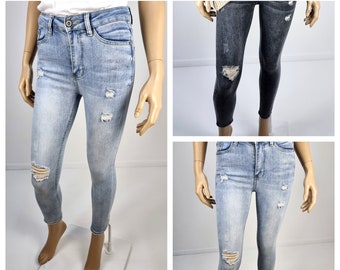 Italy Boutique Qualität Damen Jeans Hose Bequem Lagenlook Blau-Schwarz S-M-L-XL