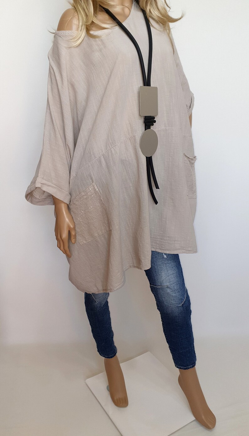 Italian Boutique 100/% Cotton Lagenlook Long Tunic Poncho Plus Size Sequins