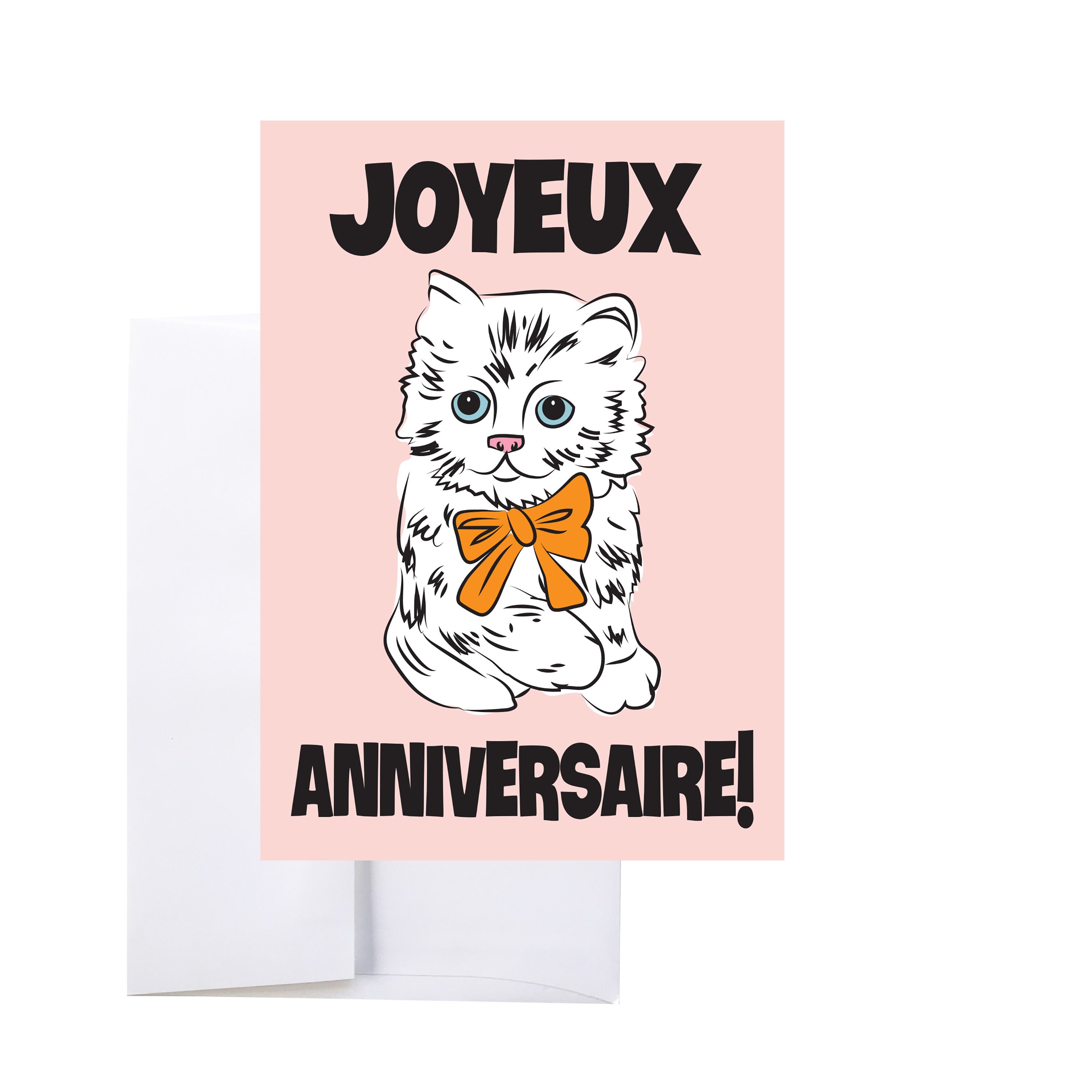 Kitty French Happy Birthday Card Etsy