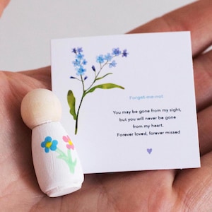 Vergissmeinnicht Baby Verlust Peg Puppe. Fehlgeburts-Denkmal für Mama. Schwangerschaft Verlust Andenken. Trauerkarte für den Verlust des Kindes. Trauergeschenk
