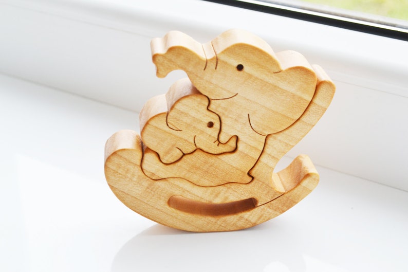 Del Familia Madre La Elefante Animal Niños Swing Regalo Día De Rompecabezas Regalos Juguete Equilibrio Madera XOiZuPk