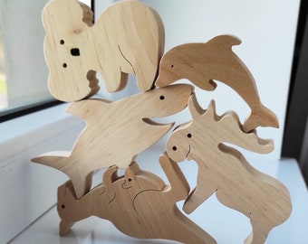 Wooden toy Wooden puzzles Wood balance Animals balancer 3D toys Handmade Wooden toy Wooden puzzles Wood balance Animals balancer 3D toys Handmade