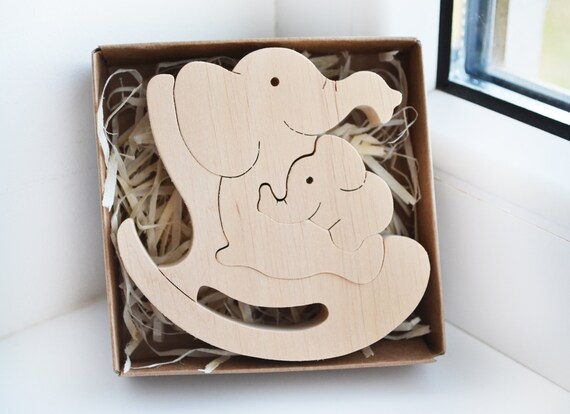 Toys Wooden elephant toy and nesting puzzle Toys & Games