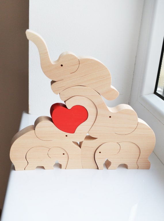Grote dieren familie Houten olifanten familie Puzzel houten speelpuzzel olifant creatief speelgoed spelen en