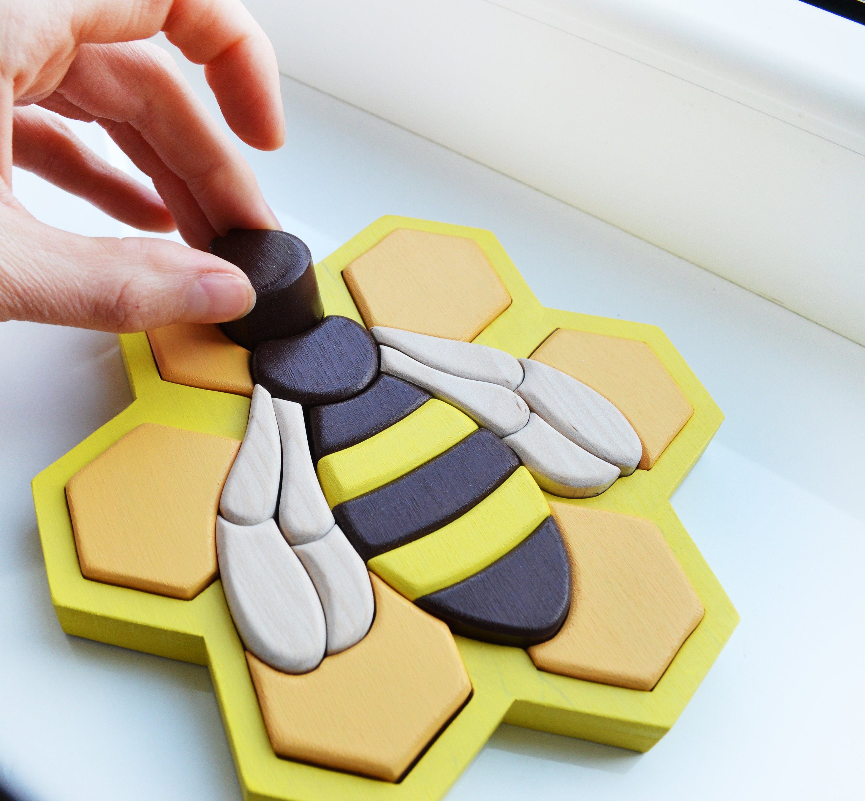 Wooden bee kind puzzle Insect toy ornament game for Etsy