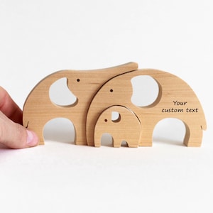 Gift for new grandparents - Wooden elephants family keepsake of 3 4 5 puzzle - 40th anniversary gift - First time grandma ornament