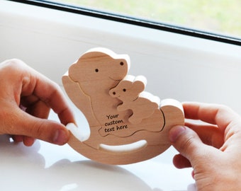 Wooden family toy. Animal nursery bear decor. Personalized Mother's Father's day gift toy puzzle for kids