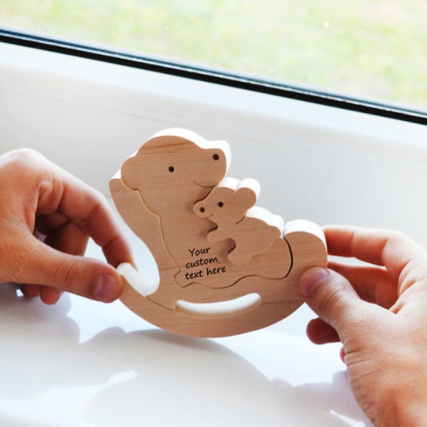 Wooden family toy. Animal nursery bear decor. Personalized Mother's Father's day gift toy puzzle for kids