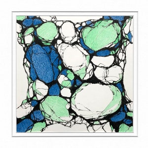 AD 73 INSTANT DOWNLOAD  An abstract drawing in ink and pencil.. blue, green, white. It's for you to download and print as you like.