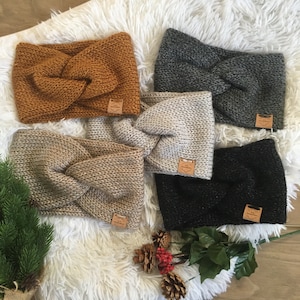 Wide Knit Ear Warmers, Knitted headbands, Winter Ear Warmer, Turban Style Knit Headband