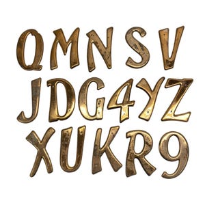Lote mixto de 16 letras y números de MCM para letreros de casa vintage en tono cobre de 3,5"