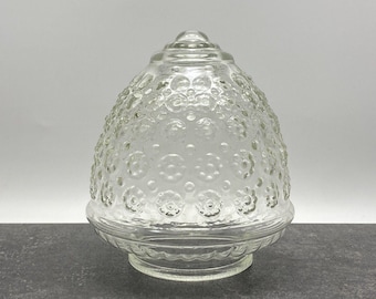 Lámpara de techo vintage de cristal transparente con burbujas y pantalla esférica de 3 1/8" de diámetro.