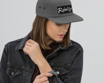Bestickt Rebel Eye 5 Panel Cap: Cotton Camper Hat