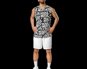 House Music Recycled Unisex Basketball Jersey, Vintage Style, Musikliebhaber Geschenk