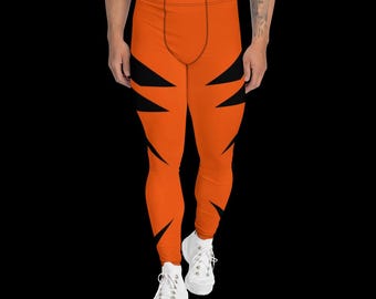 Orange Thunder Herren-Leggings: Performance-Kompressions-Strumpfhose