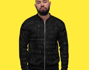 Jet Schwarze Unisex Bomberjacke: All-Over Print