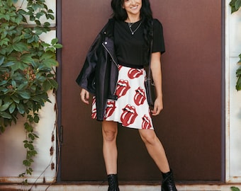 Rocker Skater Rock: Ausgestellter Mini mit elastischer Taille