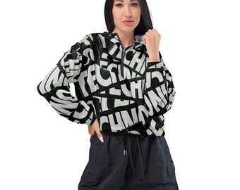 TECHNO Damen Cropped Windbreaker: Personalisierter Regenmantel