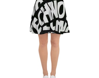 Techno Print Skater Rock: Ausgestellter, elastischer Bund