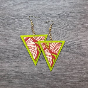 Fabric earrings, statement earrings, bohemian earrings, African earrings, handpainted earrings, dangle earrings, tribal earrings, earrings