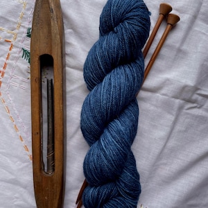 Faded Navy-Hand Dyed Yarn-hand painted-Handdyed-sock yarn-Fingering Weight-Classic Sock-115g-Merino wool-navy-washed indigo-tonal-indie dyed