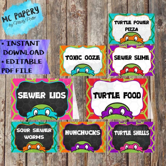 Ninja Turtle Editable Food Tents Ninja Turtle Birthday Etsy