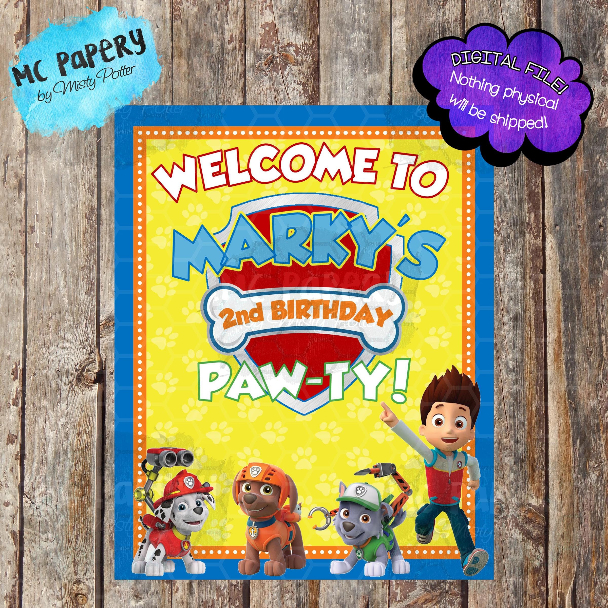 Paw Patrol Party Welcome Sign Paw Patrol Boys Birthday Paw Etsy
