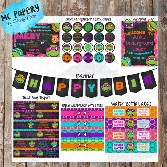Ninja Turtle Birthday Party Pack Boy Girl Ninja Turtle Etsy
