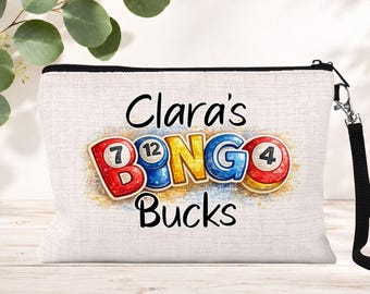 Personalized Bingo Bucks Zipper Bag: Custom Name Money Pouch, Bingo Lover Gift, Accessory Pouch