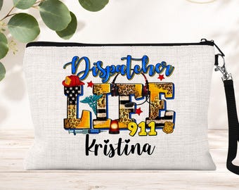 Personalized 911 Dispatcher Zipper Pouch: Custom Telecommunicator Appreciation Gift, 911 Operator Gifts