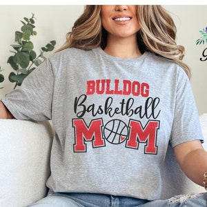 Custom Team Glitter Basketball T-Shirt, Basketball Mom Shirt with Mascot Name, Basketball Mom Gift, Basketball Spirit Wear, Gifts for Her