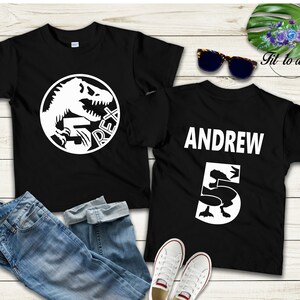 Personalized Dinosaur 5th Birthday Shirt, T-Rex Fifth Birthday Shirt, Gifts for Kids, Custom Name and Age, Toddler and Youth Sizes