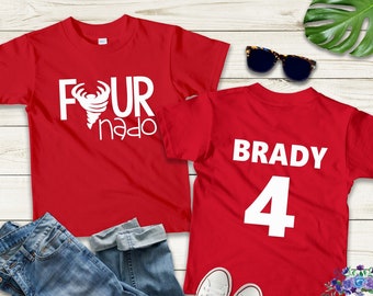 Four Nado Fourth Birthday Shirt, Boys Birthday Shirt, Birthday Girl T-Shirt, Personalized with Name and Number, 4th Birthday Shirt