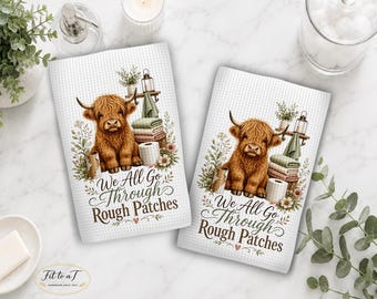 Highland Cow Bathroom Hand Towel: Funny Bath Decor, Farmhouse Guest Towel, Housewarming Gifts