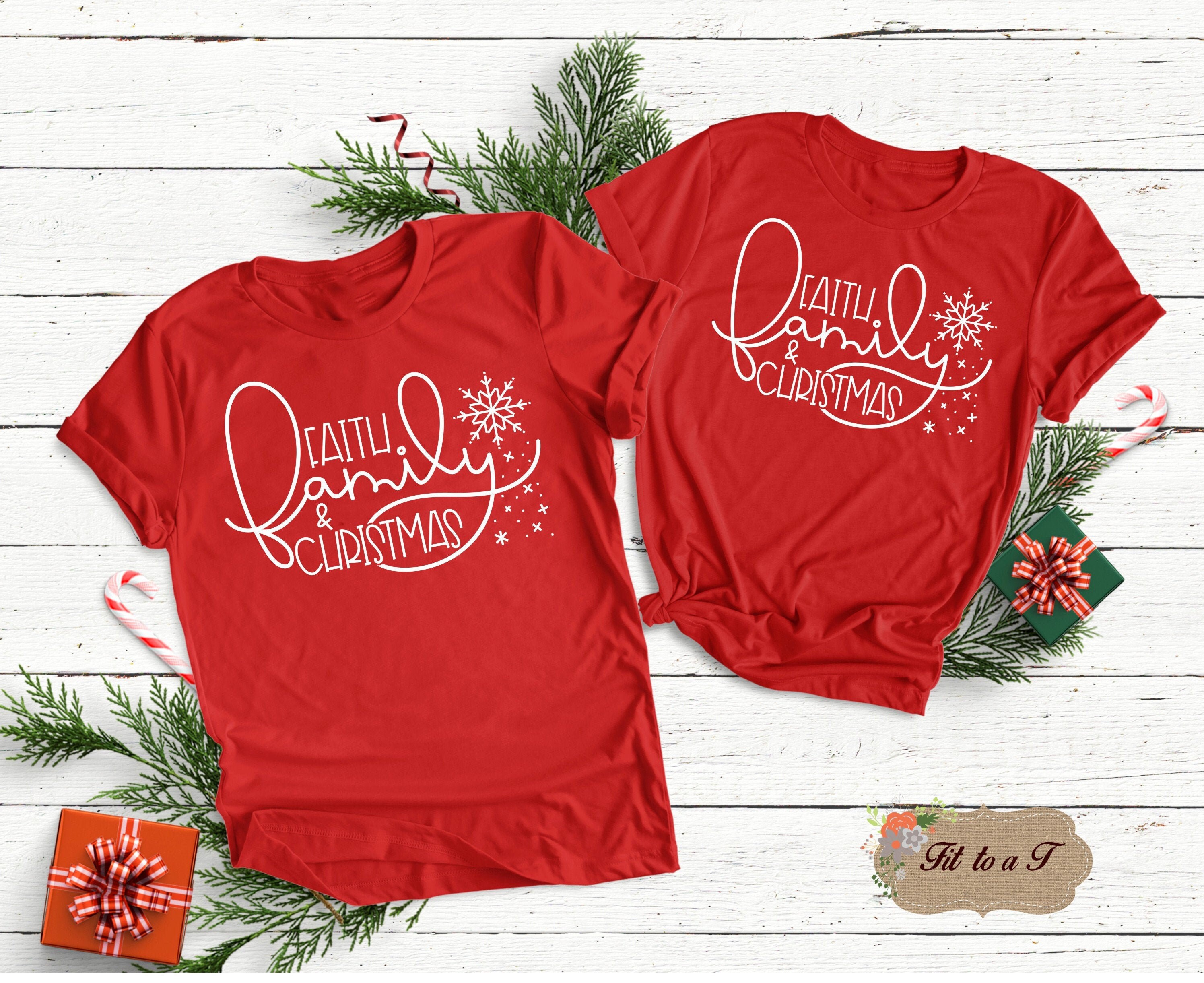 Faith Family Christmas TShirt Matching Family Christmas Etsy