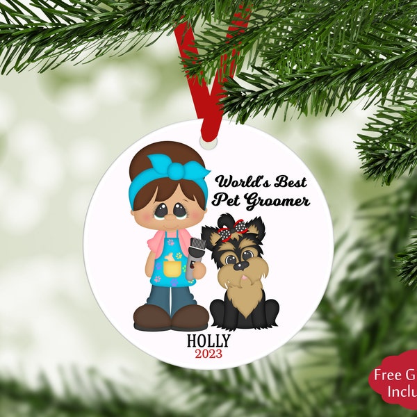 World's Best Pet Groomer Christmas Ornament, Personalized Christmas Ornament, Pet Groomer Personalized Christmas Ornament