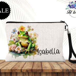 Personalized Frog Zipper Pouch, Makeup Bag, Accessory Bag, Travel Pouch, Frog Lover Gifts, Gifts for Her, Unique Gifts