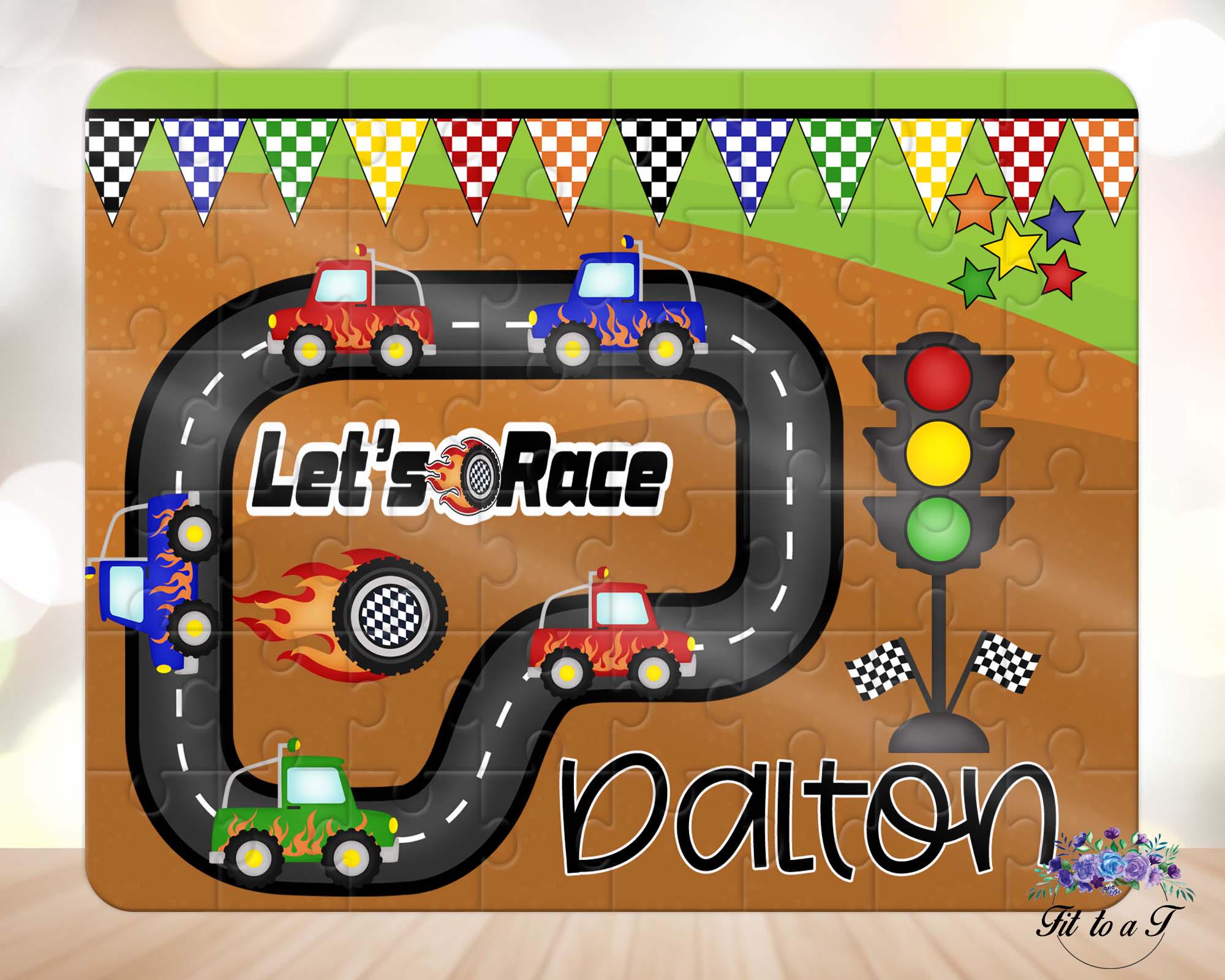 Sticker Puzzle Racing Personalized Race Track Puzzle: Race Car Party Favors, Custom Name ...