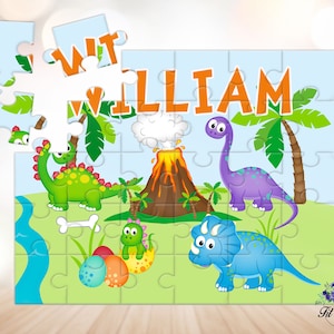 Personalized Dinosaur Jigsaw Puzzle, Gifts for Kids, Birthday Gift Ideas, Easter Basket Stuffers, Party Favors, Educational Toys