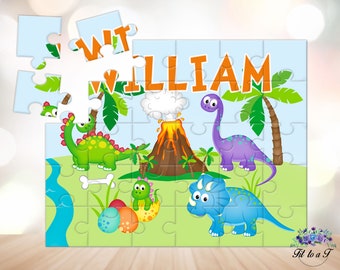 Personalized Dinosaur Jigsaw Puzzle, Personalized Gifts for Boys, Personalized Birthday Gifts, Easter Basket Stuffers