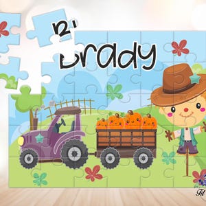 Personalized Kids Jigsaw Puzzle, Custom Name Farm Tractor Puzzle, Gifts for Kids, Birthday Gift Ideas, Stocking Stuffers, Learning Toys