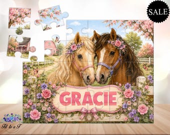 Personalized Horse Puzzle for Girls: Custom Name Pony Jigsaw, Early Learning Toys, Gifts for Kids