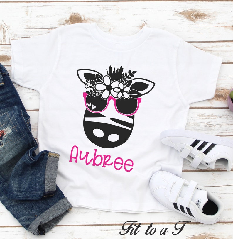 Personalized Zebra Kids Tshirt Girls Zebra Face Tshirt Etsy