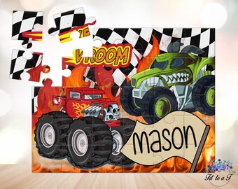 Personalized Kids Monster Truck Jigsaw Puzzle, Personalized Gifts for Boys, Birthday Gift Ideas, Easter Basket Stuffers