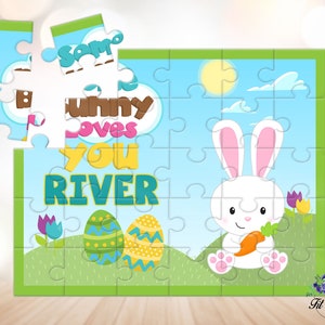 Personalized Easter Bunny Puzzle, Personalized Gifts for Kids, Boys Easter Jigsaw Puzzle, Easter Basket Stuffers, Gifts Under 20