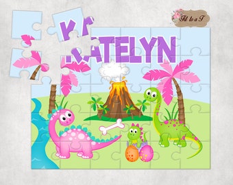 Personalized Dinosaur Jigsaw Puzzle, Personalized Gifts for Girls, Personalized Birthday Gifts, Easter Basket Stuffers