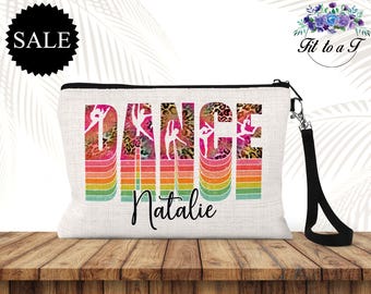 Personalized Dance Makeup Bag: Custom Name Dancer Cosmetic Pouch, Ballet Gift for Girls, Travel Toiletry Bag, Recital Gift
